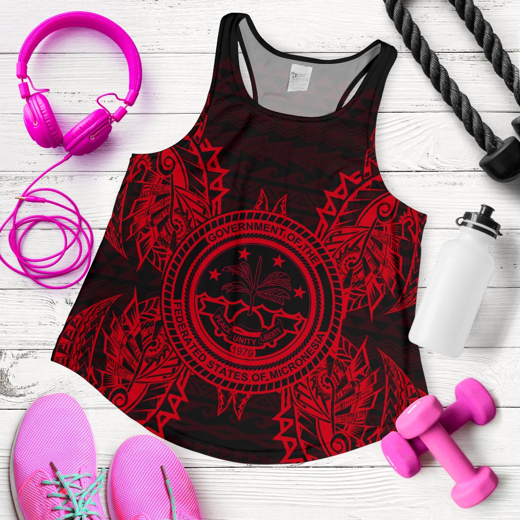 Federated States of Micronesian Women Tank Top Map Red - Polynesian Pride