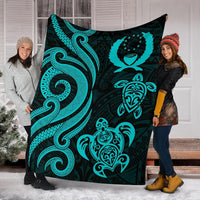 Pohnpei Micronesian Premium Blanket - Turquoise Tentacle Turtle - Polynesian Pride