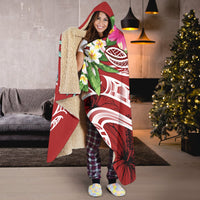 Polynesian American Samoa Hooded Blanket - Summer Plumeria (Red) - Polynesian Pride