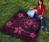 Hawaii Mix Polynesian Turtle Plumeria Premium Quilt - AH - Nick Style - Pink - Polynesian Pride