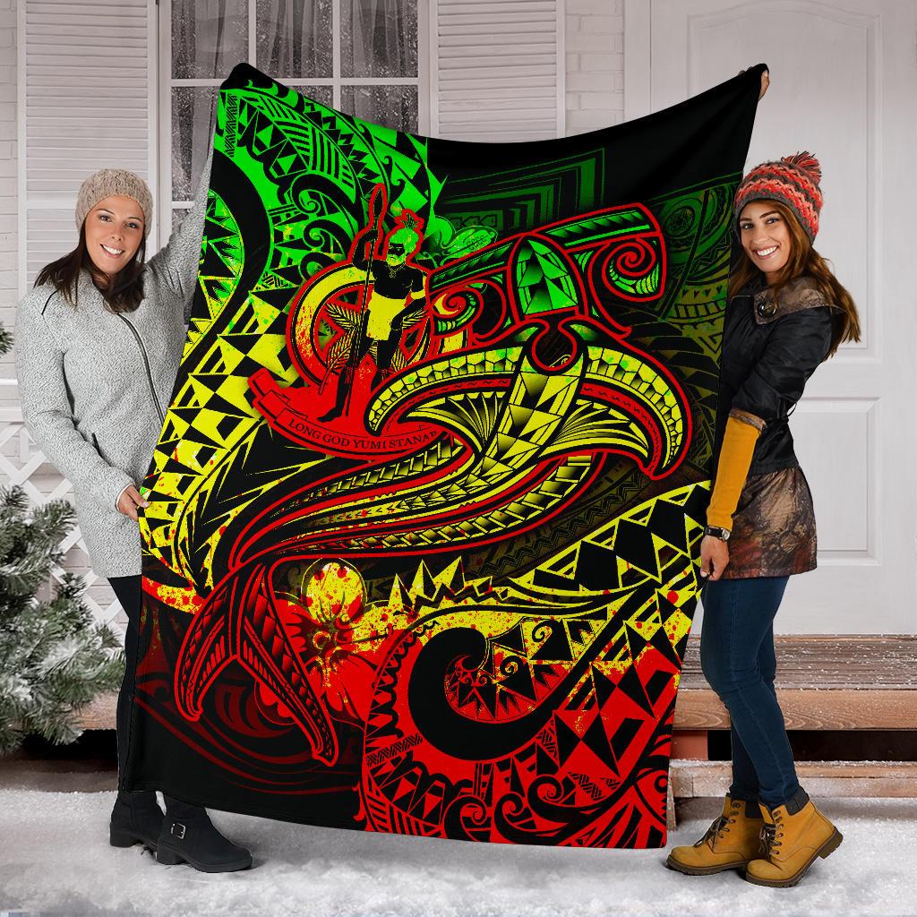 Vanuatu Polynesian Premium Blanket - Reggae Shark Polynesian Tattoo - Polynesian Pride