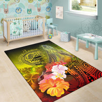 American Samoa Polynesian Area Rug - Humpback Whale with Tropical Flowers - Polynesian Pride