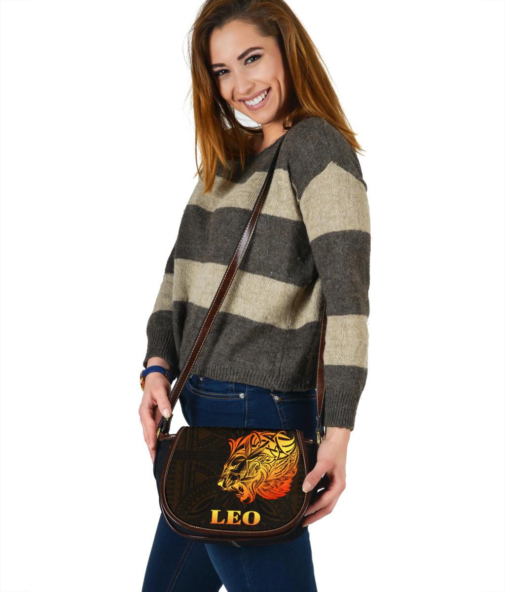 Sun In Leo Zodiac Saddle Bag Polynesian Tattoo Simple - Orange Black - Polynesian Pride