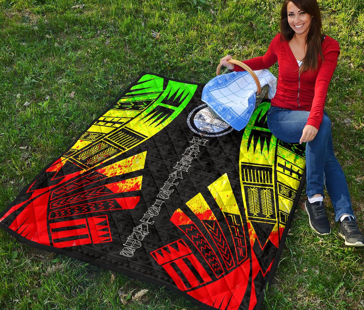 Marshall Islands Premium Quilt - Marshall Islands Seal Polynesian Reggae Tattoo - Polynesian Pride