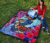 Guam Premium Quilt - KoKo Bird With Map - Polynesian Pride