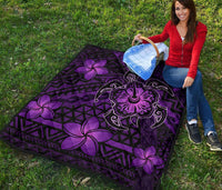Hawaii Mix Polynesian Turtle Plumeria Premium Quilt - AH - Nick Style - Purple - Polynesian Pride