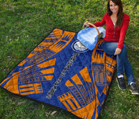 Marshall Islands Premium Quilt - Marshall Islands Seal Polynesian Orange Tattoo - Polynesian Pride