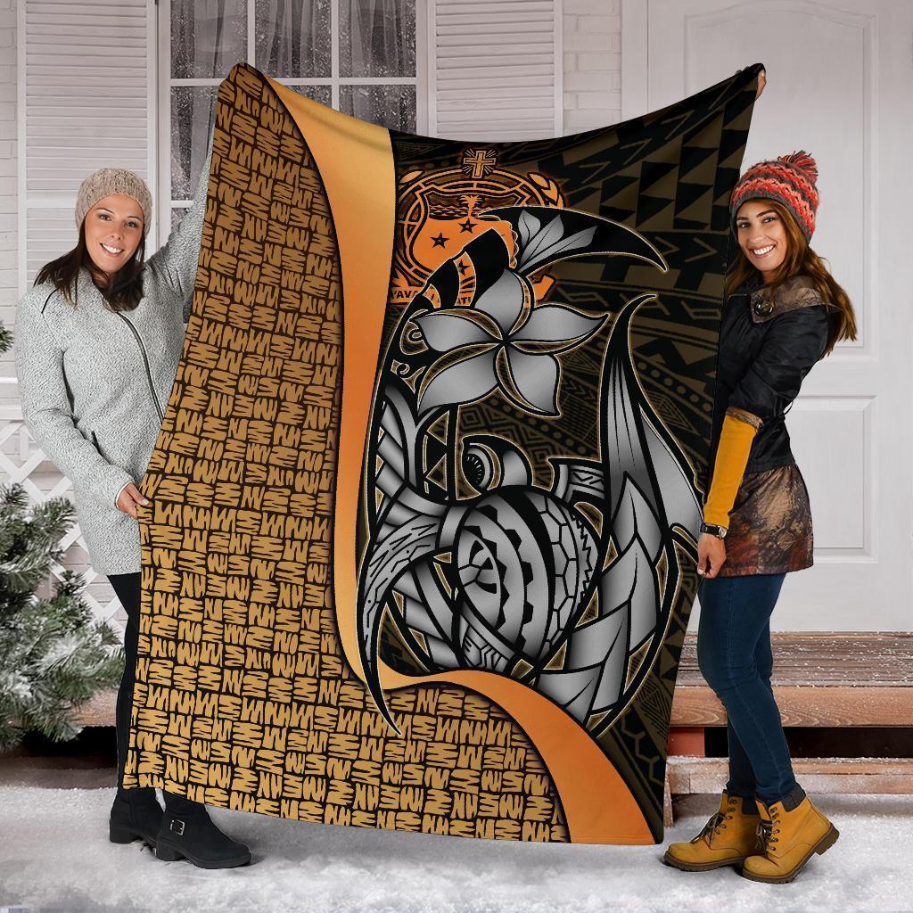 Samoa Polynesian Premium Blanket Gold - Turtle With Hook - Polynesian Pride