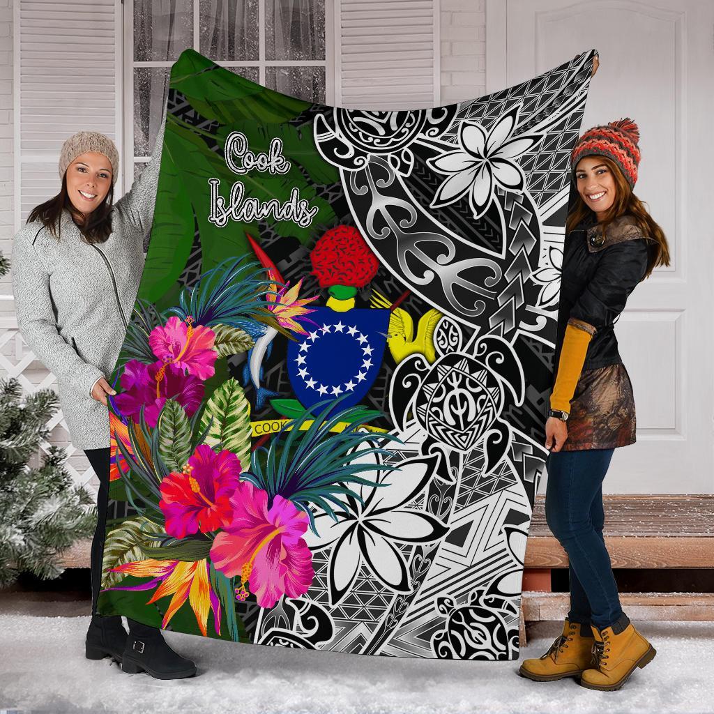 Cook Islands Premium Blanket - Turtle Plumeria Banana Leaf - Polynesian Pride