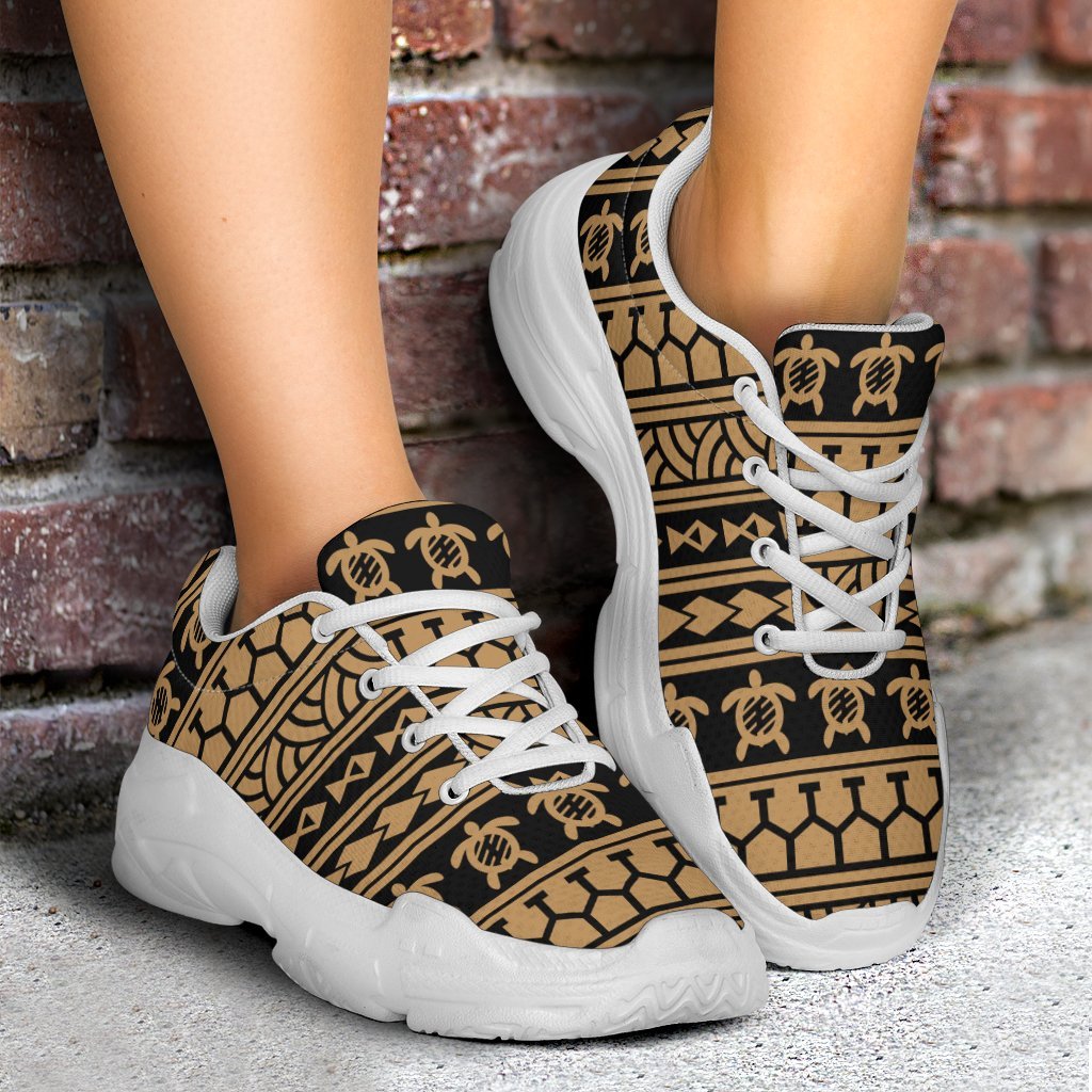 Polynesian tattoo tribal Gold Chunky Sneakers - Polynesian Pride