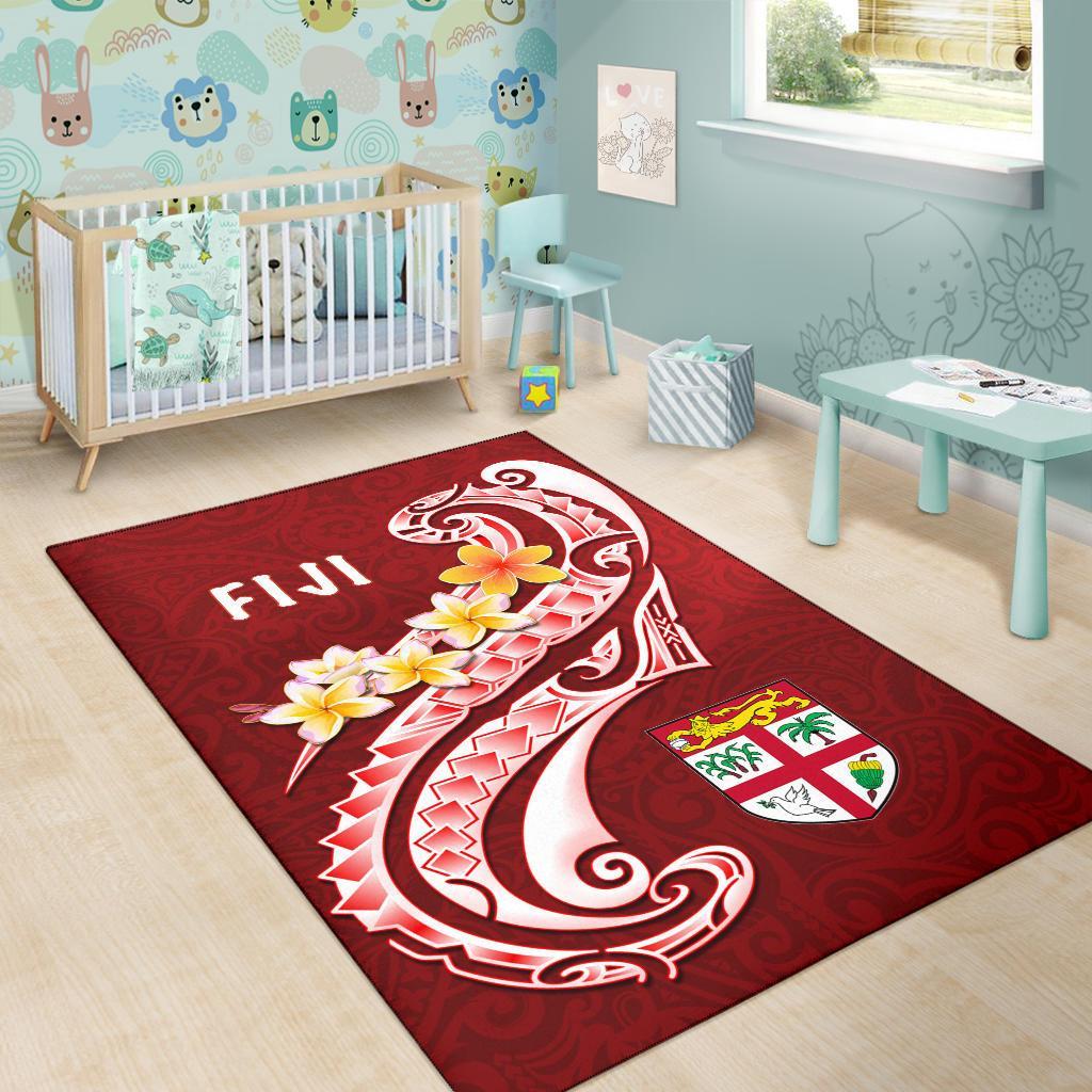 Fiji Area Rug - Fiji Seal Polynesian Patterns Plumeria (Red) - Polynesian Pride