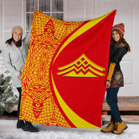 Hawaii Premium Blanket Mauna Kea Polynesian - Circle Style Red And Yellow - Polynesian Pride