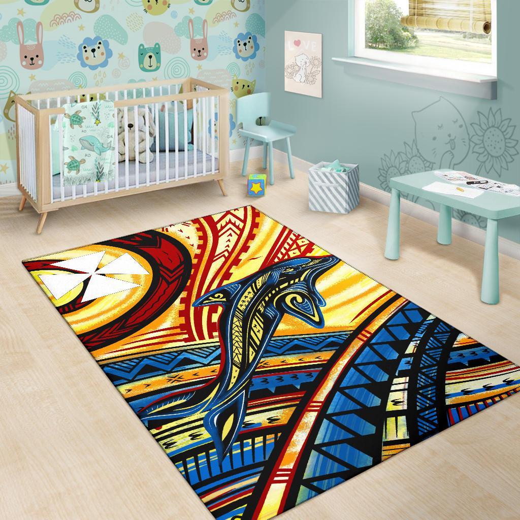 Wallis and Futuna Area Rug - Dolphin Surfing - Polynesian Pride