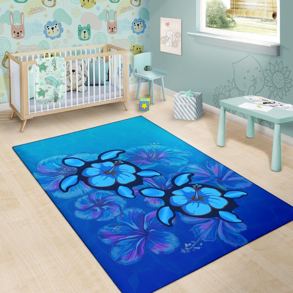 Turtle Hibiscus Ocean Area Rug AH - Polynesian Pride