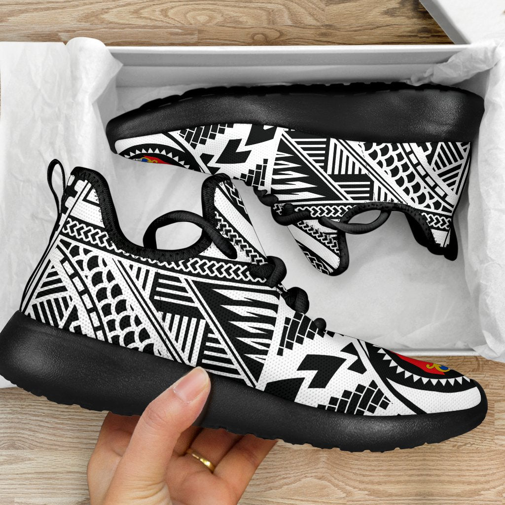 Tonga Polynesian Tattoo Mesh Knit Sneakers White - Polynesian Pride
