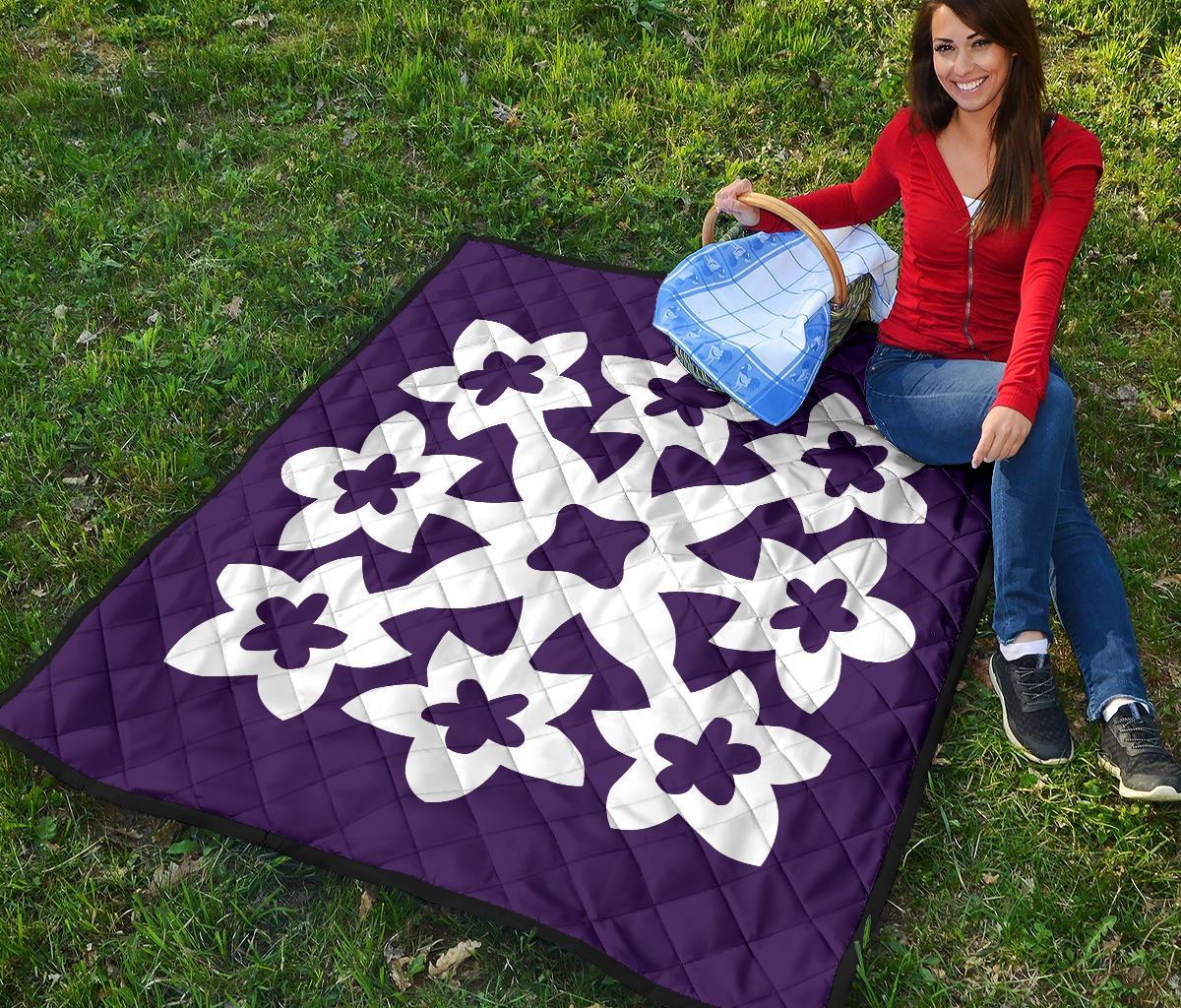 Hawaiian Premium Quilt Royal Pattern - Purple - A1 Style - Polynesian Pride