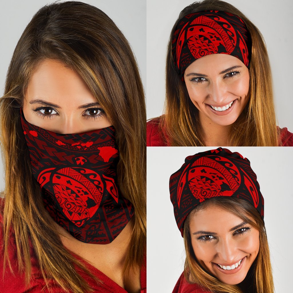 Hawaii Map Polynesian Turtle Bandana 3 - Pack - AH - Red - Polynesian Pride