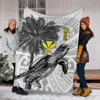 Hawaii Premium Blankets - Turtle Palm Tree White - Polynesian Pride