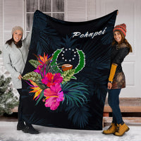 Pohnpei Micronesia Premium Blanket - Tropical Flower - Polynesian Pride