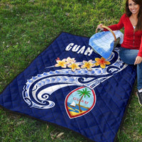 Guam Premium Quilt - Guam Seal Polynesian Patterns Plumeria (Blue) - Polynesian Pride