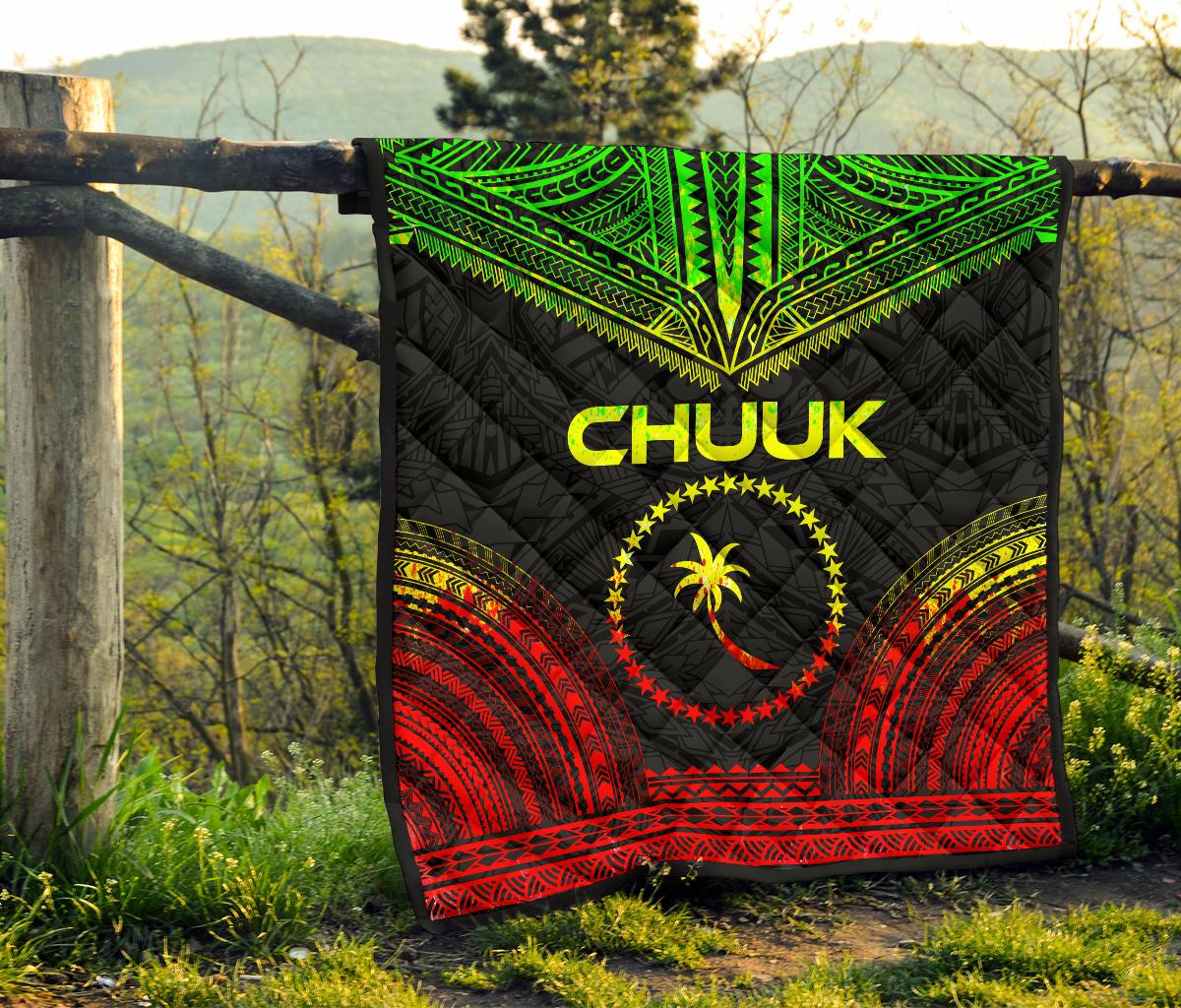 Chuuk Premium Quilt - Chuuk Flag Polynesian Chief Reggae Version - Polynesian Pride