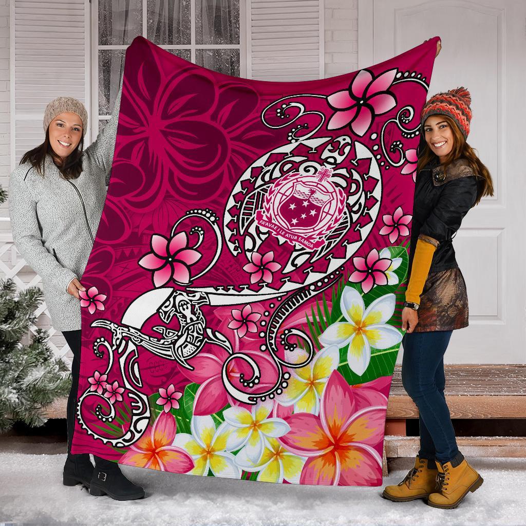 Samoa Premium Blanket - Turtle Plumeria (Pink) - Polynesian Pride