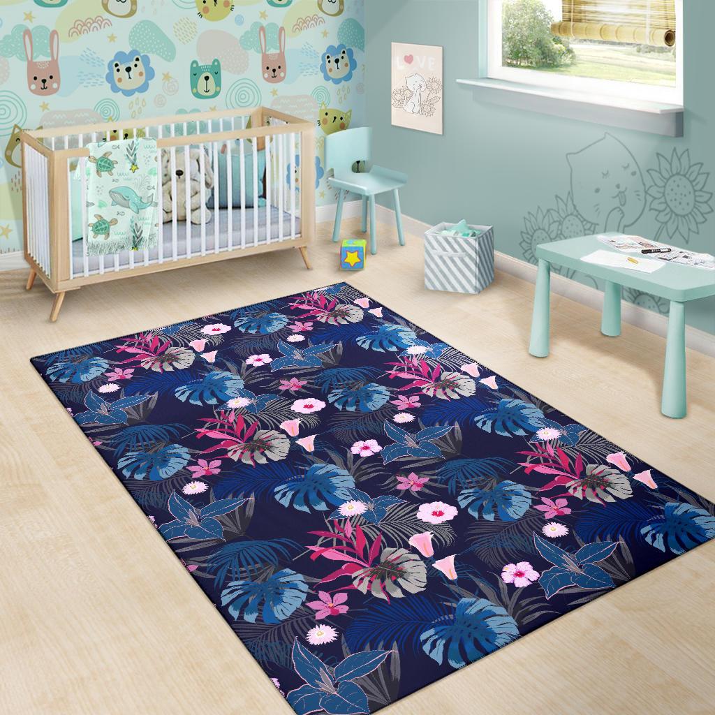 Tropical Palm Tree And Flower Rug - Polynesian Pride
