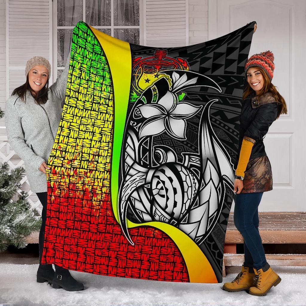 Samoa Polynesian Premium Blanket Reggae - Turtle With Hook - Polynesian Pride