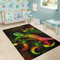 Fiji Polynesian Area Rugs - Turtle With Blooming Hibiscus Reggae - Polynesian Pride