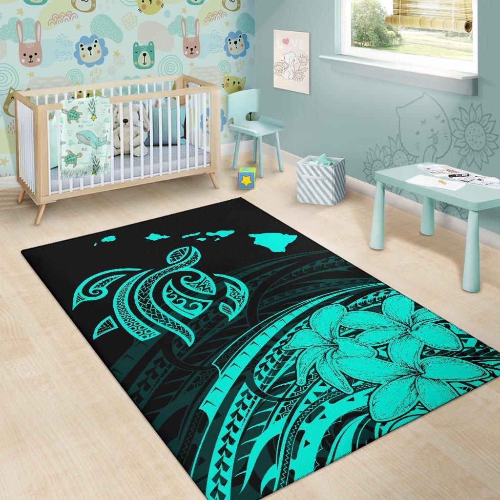 Hawaii Turtle Polynesian Map Plumeria Area Rug AH - Polynesian Pride