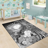CNMI Area Rug - Humpback Whale with Tropical Flowers (White) - Polynesian Pride