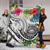 Polynesian American Samoa Premium Blanket - Summer Plumeria (White) - Polynesian Pride