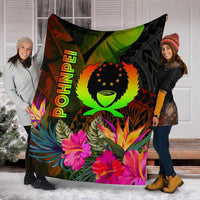 Pohnpei Polynesian Premium Blanket - Hibiscus and Banana Leaves - Polynesian Pride