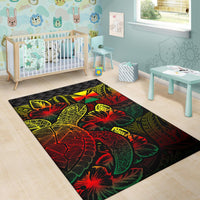 Wallis And Futuna Area Rugs Turtle Hibiscus Reggae - Polynesian Pride