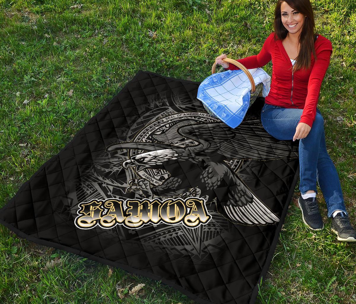 American Samoa Polynesian Eagle Premium Quilt - American Samoa Seal - Polynesian Pride