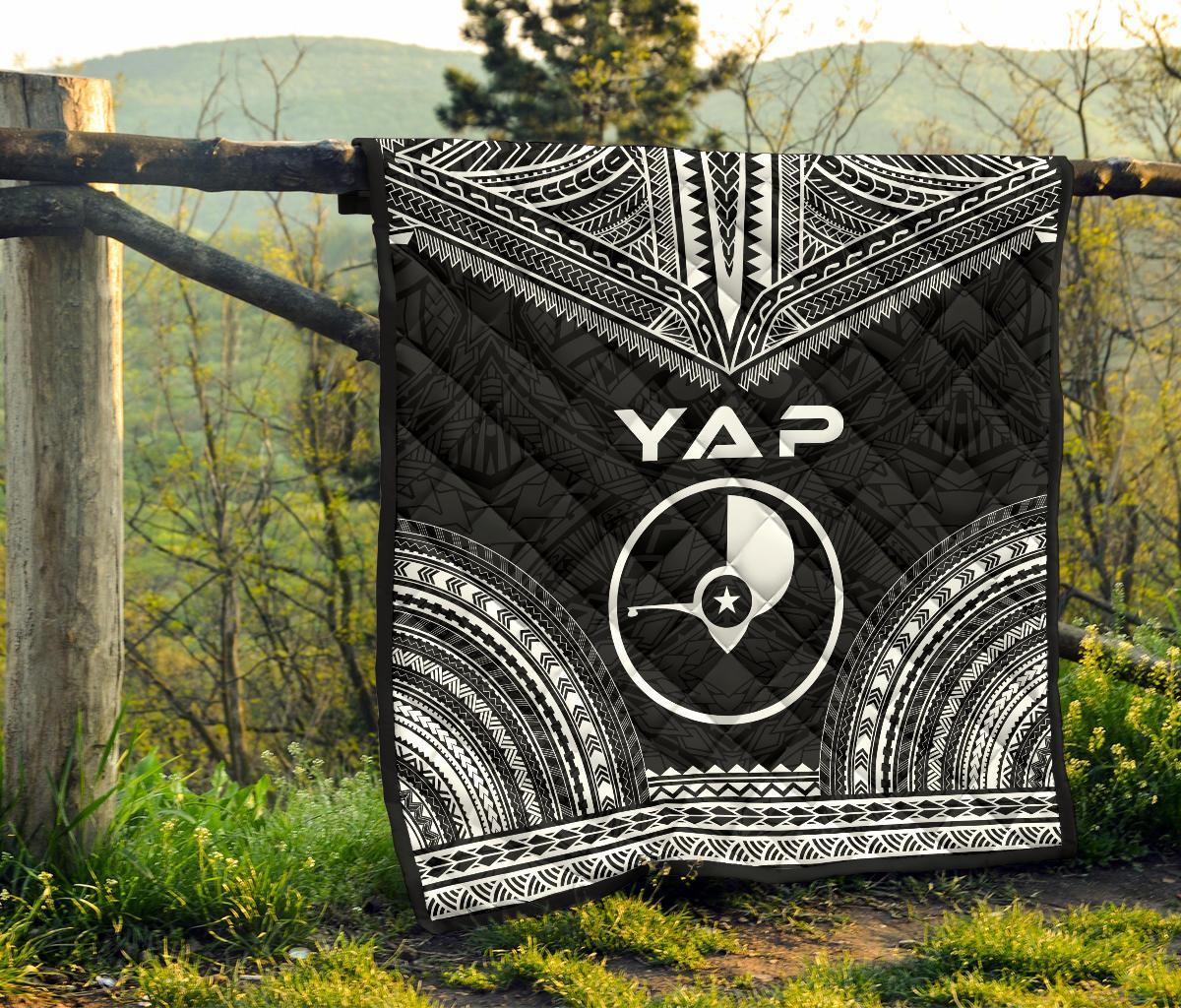 Yap Premium Quilt - Yap Flag Polynesian Chief Black Version - Polynesian Pride