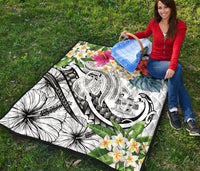 Fiji Polynesian Premium Quilt - Summer Plumeria (White) - Polynesian Pride