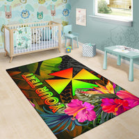 Wallis and Futuna Polynesian Personalised Area Rug - Hibiscus and Banana Leaves - Polynesian Pride