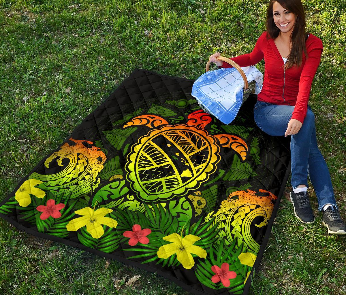 Hawaii Turtle Polynesian Reggae Premium Quilt - Kuly Style - Polynesian Pride