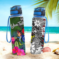 Cook Islands Custom Personalised Hydro Tracking Bottle - Turtle Plumeria Banana Leaf - Polynesian Pride