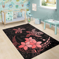 Hawaii Polynesian Turtle Plumeria Rug - Pog Style Red - Polynesian Pride