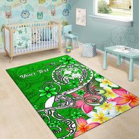 Tonga Custom Personalised Area Rug - Turtle Plumeria (Green) - Polynesian Pride