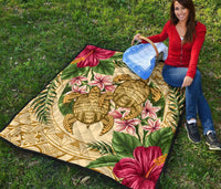 Hawaii Premium Quilt - Turtle Strong Pattern Hibiscus Plumeria AH - Polynesian Pride
