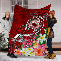 Samoa Premium Blanket - Turtle Plumeria (Red) - Polynesian Pride