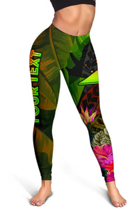 Tokelau Polynesian Personalised Women's Leggings - Hibiscus and Banana Leaves - Polynesian Pride