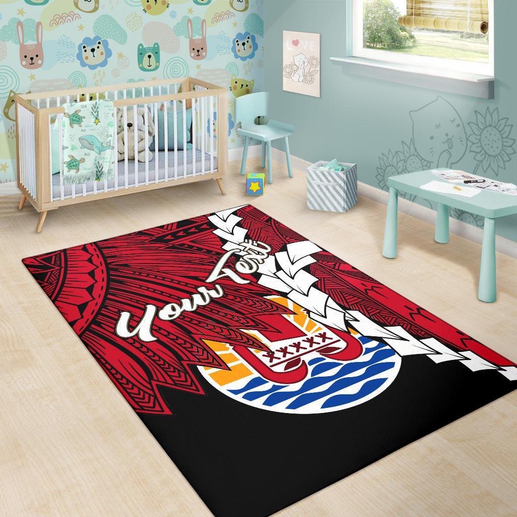 Tahiti Polynesian Custom Personalised Are Rug - Tribal Wave Tattoo Flag Style - Polynesian Pride