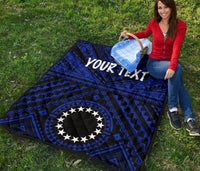 Cook Island Personalised Premium Quilt - Seal With Polynesian Tattoo Style ( Blue) - Polynesian Pride