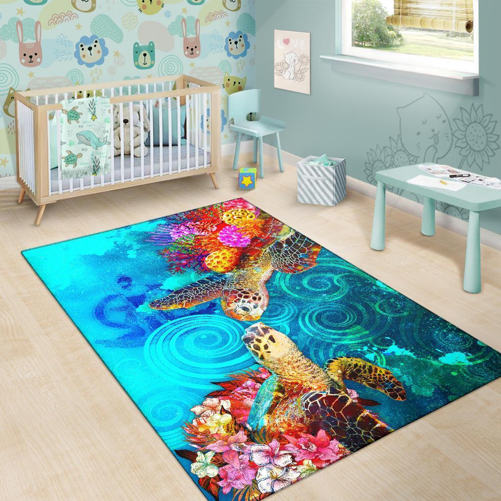 Vanuatu Area Rug - Sea Turtle Coral Treasure - Polynesian Pride
