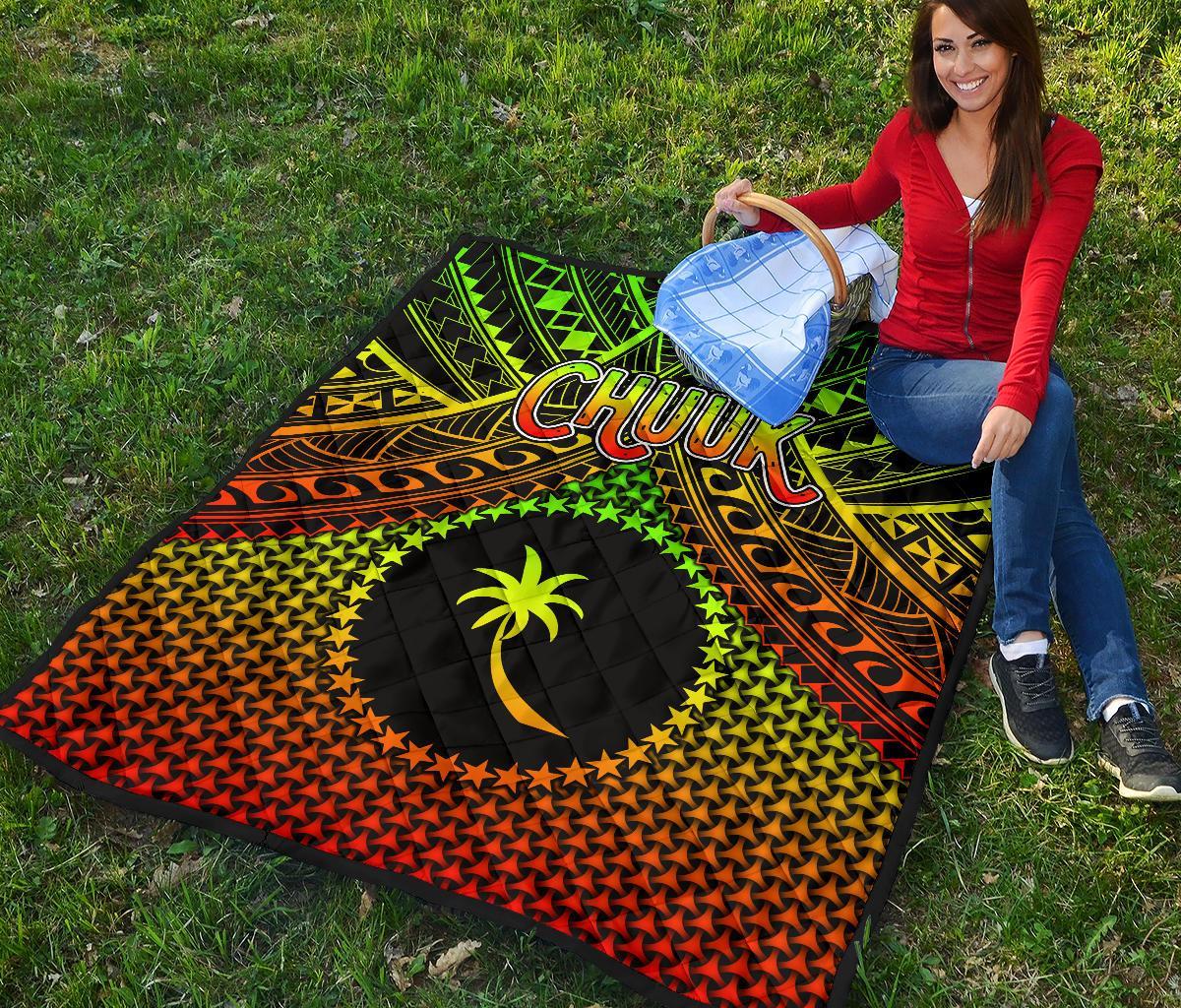 Polynesian Chuuk Premium Quilt - Reggae Vintage Polynesian Patterns - Polynesian Pride