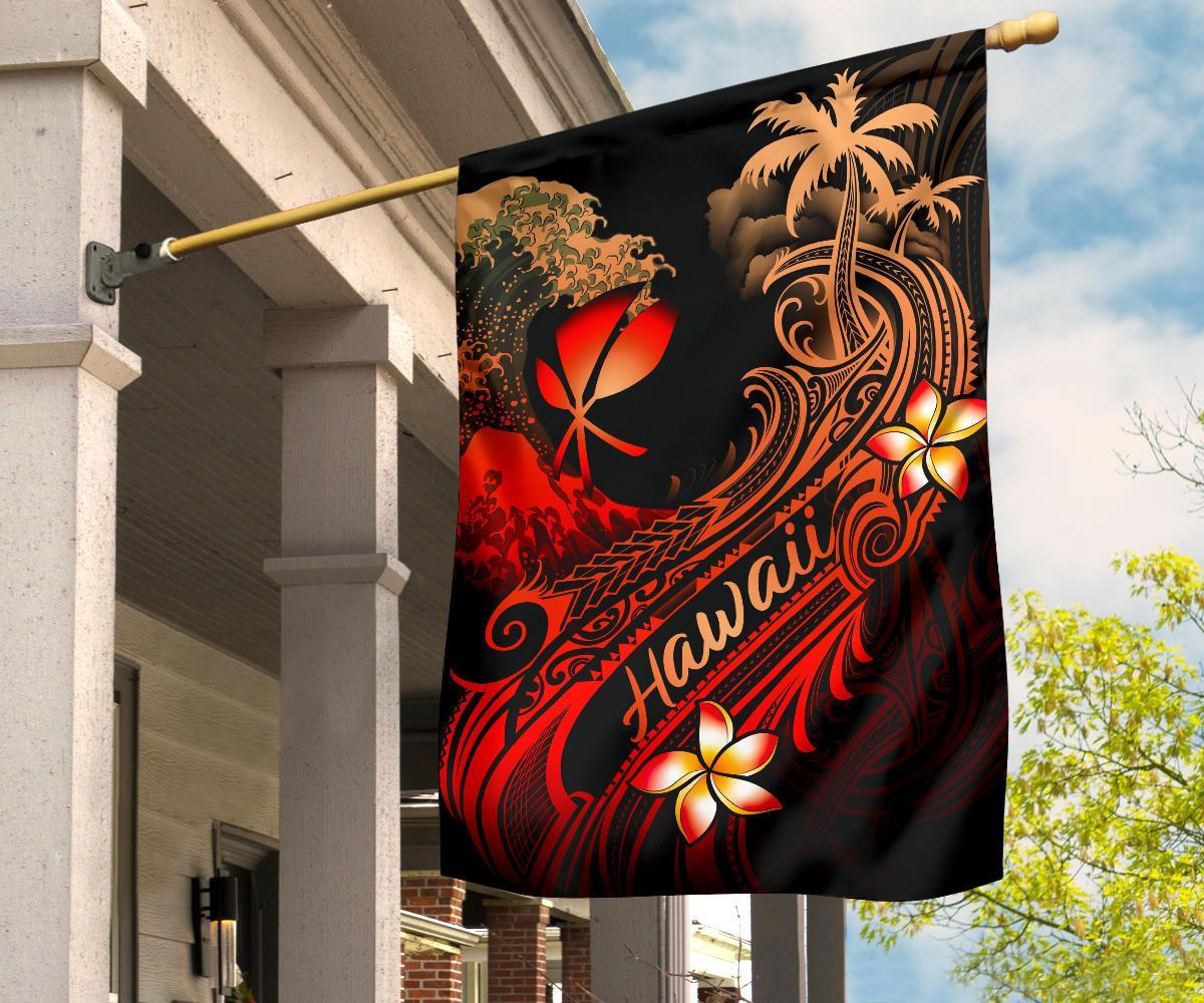 Hawaii Polynesian Flag - Plumeria Flowers And Waves - Polynesian Pride